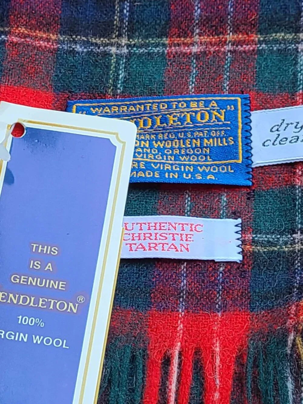 Pendleton Red Plaid 100% Virgin Wool Authentic Christie Tartan Scarf NWT